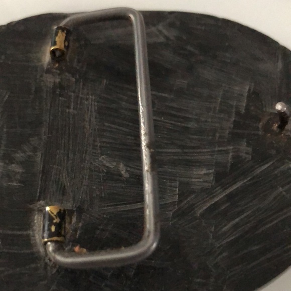 RARE Bone brass and woodgrain inlay belt buckle - Picture 3 of 4